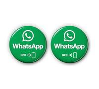 2 x Whatsapp NFC Stickers - Make Contactless Appointments & Share Contact - Programmable & Reusable - 3 cm Diameter - Whatsapp Contact Sticker for Practice, Reception, Registration & Service Providers