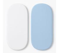 2 x White & Blue Moses Basket Sheets Fully Fitted - 75 x 30 Moses Basket Bedding - Hypoallergenic Baby Pram Sheets Bedding Elasticated Breathable Easy Care.