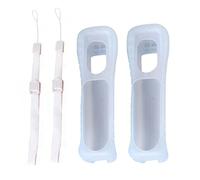 2 x White Silicone Case Cover Pouch Sleeve With Wrist Strap Replacement For Wii Remote Controller
