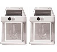 2 x White Solar Powered LED Wall Lights - 550 Lumens Outdoor Weatherproof Wall Mounted Security Light - 17cm x 12cm x 6cm - PR Motion Sensor Home Porch Garden Security Light - with Wall Mount Fixings