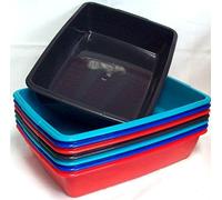 2 x Whitefurze 40 cm Medium Size Plastic Cat Litter Tray Home Tidy Tray Assorted by Whitefurze