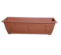 2 x Whitefurze 60cm Venetian Window Box Trough Terracotta Colour Plastic Planter (2)