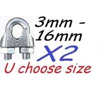 2 x Wire rope grips clamps u bolts. 10mm