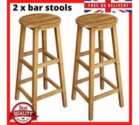 vidaXL 2x Solid Acacia Wood Bar Chairs 34x34x76cm Kitchen Dining Room Seat