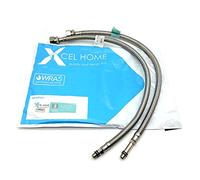 2 x Xcel Home 500mm M10 x 15mm BSP Flexible Pipe Connector | WRAS Approved | Braided Stainless Steel Hose Flexi for Monobloc Mixer Kitchen Sink/Bathroom Basin Taps | 2 Pack | 10mm Compression Pipe Tails