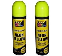 2 x YELLOW Fluorescent Neon Spray Paint Matt DIY Interior Exterior Bright Colour Aerosol