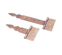 2 x Zink Decorative T Hinge Heavy Duty Door - Back Flaps Shed Garage Tee Hinges - Gold Color (250mm)