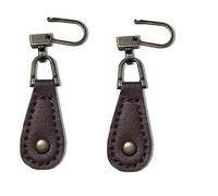 2 X Zip Puller Replacement Leather Repair Aid Fixer Quick Fix Slider Pulls Broken Zip Zipper Jacket Trouser Bag Backpack Purse (Brown Tear Drop)
