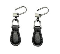 2 X Zip Puller Replacement Leather Repair Aid Fixer Quick Fix Slider Pulls Broken Zip Zipper Jacket Trouser Bag Backpack Purse (Plain Black Tear Drop)