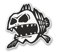 2 x Zombie Fish Vinyl Sticker Decal iPad Laptop Car Bike Helmet Fishing #5817 (10cm x 10cm)