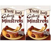 2 x80g Galaxy Minstrels Milk Chocolate Treats - Bundled by GetInStyle Shop | Bite-Sized Chocolate Buttons with Crisp Shell, Sharing Chocolate Sweets, Movie Night Snacks, Party Treats, Lunchbox Snack