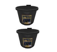 2 XAirflow Heavy Duty Invincible Builders Bucket -3 Gallon/15 Litre - Strong Handle &Calibrated Markings - Multi-Purpose Mixing, Gardening,Farm&Construction Use-Pack of 1 to 5-Multi Colours_Black