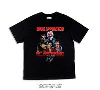 (2, XL) 2025 Rock East Street Band Bruce Springsteen Printed T-shirt Pure Cotton Men and Women's High Quality Luxury Brand Selling