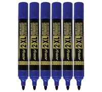 2-XL Jumbo Permanent Marker Pens, BLUE, Bullet Tip, Extra Broad Point, Pack of 6, Perfect for School Office Home Everyday Use, iZOFAX Black Ball Pen
