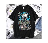 (2, XL) Naruto Animation Derivatives Hatake Kakashi Printed Short Sleeve T-Shirt Men's and Women's 2025 Summer Fashion Casual Cotton Top