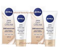 2 xNivea Face Tinted SPF15 Day Cream 50ml Vitamin E Light Skin Tone +24h Moistur