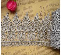 2 Yard Floral Venice Lace Edging Trim Ribbon 90 mm Width Vintage Trimmings Fabric Flower Embroidered Applique DIY Sewing Wedding Bridal Dress Party Clothes Embroidery Gift Cakes DIY Craft(Gray)