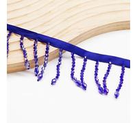 2 Yard Rhinestone Ribbon Tassel Irregular Rhinestone Fringe Tassel Crystal Beaded Fringe Trim Sewing Beaded Fringe for Curtain Lampshades and DIY Clothing Wedding Decoration (Dark Blue)