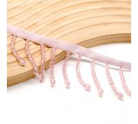 2 Yard Rhinestone Ribbon Tassel Irregular Rhinestone Fringe Tassel Crystal Beaded Trim Sewing Beaded Fringe for Curtain Lampshades and DIY Clothing Wedding Decoration (Pink)