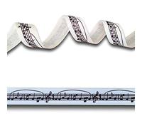 2 Yards (1.82 metres) Black & White Sheet Music Notes Grosgrain Ribbon 22mm Wide, Ideal for Craft Projects, Scrapbooking, DIY Hair Bows, Present Wrapping etc.