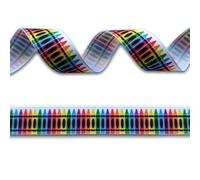 2 Yards (1.82 metres) Rainbow Crayon Pencils Grosgrain Ribbon 22mm Wide, Ideal for Craft Projects, Scrapbooking, DIY Hair Bows, Present Wrapping etc.