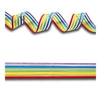 2 Yards (1.82 metres) Rainbow Striped Organza Ribbon 22mm Wide, Ideal for Craft Projects, Scrapbooking, DIY Hair Bows, Present Wrapping etc.