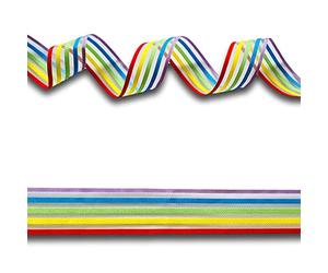 2 Yards (1.82 metres) Rainbow Striped Organza Ribbon 22mm Wide, Ideal for Craft Projects, Scrapbooking, DIY Hair Bows, Present Wrapping etc.