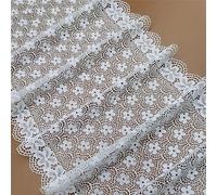 2 Yards 20cm Lace Edge Trim Ribbon Lace Fabric Ribbon Tulle Lace Edging Trimming Wide Decorative Fabric Floral Lace Ribbon Webbing Fabric for Dressmaking Sewing Gift Wrapping Bridal Wedding (White)