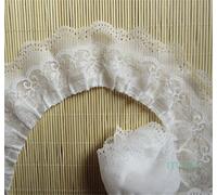 2 Yards 3 Layers Organza Gathered Lace Edge Trim Ribbon 6.5 cm Width Vintage Style Edging Trimmings Fabric Embroidered Applique Sewing Craft Wedding Bridal Dress DIY Clothes Embellishment (White)