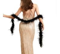 2 Yards 30g Fluffy Marabou Ostrich Feather Boa for DIY Craft Sewing Trim Home Wedding Party Decoration-Black