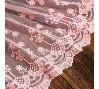 2 Yards 32cm Lace Edge Trim Ribbon Wide Fabric Lace Fabric Ribbon Webbing Fabric Tulle Lace Edging Trimming Fabric Floral Lace Ribbon for Dressmaking Sewing Gift Wrapping Bridal Wedding (03-Pink)