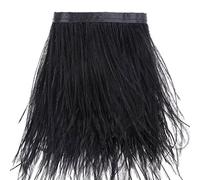 2 Yards Ostrich Feathers Fringe Trims - for Dress Sewing Crafts Costumes Decoration (Black)