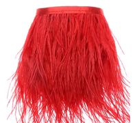2 Yards Ostrich Feathers Fringe Trims - for Dress Sewing Crafts Costumes Decoration (Red)