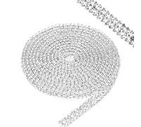 2 Yards Rhinestone Trim Silver Ribbon Silver Crystal Close Crystal Claw Chain Rhinestone Cup Diamond Chain Trimming Clear Trim for Craft Jewelry Wedding Bouquet DIY Decoration