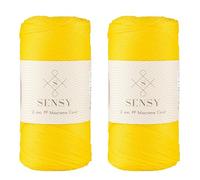 2 Yarn Strands Sensy Premium 2-mm 230-metre Polyester Rope, 100% Polypropylene Cord, Macrame Cord, 2-mm Crochet Bag Cord, Macrame Rope, Crochet Yarn Gift for Knitwear (Yellow)