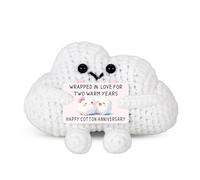 2 Year Anniversary Cotton Gifts for Her Him Couple Happy Cotton Anniversary Crochet Doll 2nd Anniver-sary Day Gifts for Wife Husband Valentines Gift for Women Wedding Anniver-sary Decoration Romantic