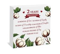 2 Year Anniversary Wedding Gift for Him Her Wood Box Sign Cotton 2nd Anniversary Wedding Gift for Husband Wife Boyfriend Girlfriend Second Year Marriage Keepsake Decoration for Women Men
