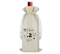 2 Year Anniversary Wine Bag Gift for Him Her 2 Year Anniversary Wedding Gift for Couple 2nd Anniversary Party Decor 2nd Anniversary Wine Bottle Bag for Boyfriend Girlfriend Husband Wife