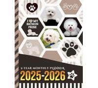 2-Year Monthly Planner 2025-2026: 8.5x11 Dated Organizer With 100 Blank College-Ruled Paper Combo / 24-Month Schedule Gift / Bichon Frise Dog Art Pattern Cover