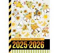 2-Year Monthly Planner 2025-2026: 8.5x11 Dated Organizer With 100 Blank College-Ruled Paper Combo / 24-Month Schedule Gift / Yellow Sunflower Garden Gnome Art Pattern