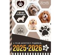 2-Year Monthly Planner 2025-2026: Hardcover / 8.5x11 Dated Organizer With 100 Blank College-Ruled Paper Combo / 24-Month Schedule Gift / Cockapoo Dog Art Pattern Cover