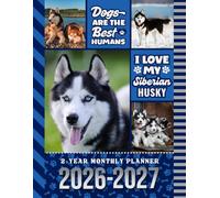 2-Year Monthly Planner 2026-2027: 8.5x11 Dated Organizer With 100 Blank College-Ruled Notebook Pages Combo / 24-Month Schedule / Siberian Husky Dog Art Pattern Cover