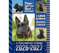 2-Year Monthly Planner 2026-2027: 8.5x11 Dated Organizer With 100 Blank College-Ruled Notebook Pages Combo / 24-Month Schedule / Scottish Terrier Dog Art Pattern Cover
