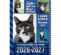 2-Year Monthly Planner 2026-2027: Hardcover / 8.5x11 Dated Organizer With 100 Blank College-Ruled Notebook Pages Combo / 24-Month Schedule / Black White Tuxedo Cat Art Pattern Cover