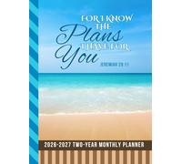 2-Year Monthly Planner 2026-2027: Hardcover / 8.5x11 Dated Organizer With 100 Blank College-Ruled Notebook Pages Combo / 24-Month Schedule / Christian Bible Verse Cover - Beach Theme