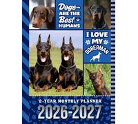 2-Year Monthly Planner 2026-2027: Hardcover / 8.5x11 Dated Organizer With 100 Blank College-Ruled Notebook Pages Combo / 24-Month Schedule / Doberman Pincher Dog Art Pattern Cover