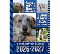 2-Year Monthly Planner 2026-2027: Hardcover / 8.5x11 Dated Organizer With 100 Blank College-Ruled Notebook Pages Combo / 24-Month Schedule / Irish Wolfhound Dog Art Pattern Cover
