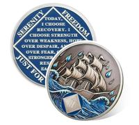 2 Year Nautical Sober Coin - Affirmation Sober Coin - AA Tokens & Medallions - Addiction Recovery AA Coins - Alcoholic Narcotics Anonymous Sobriety Gifts for Women and Men