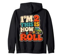 2 Year Old Tractor Boy Farm 2nd Birthday Farmer Zip Hoodie