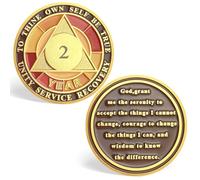 2 Year Sobriety Chips, Tri-Plate AA Medallions - Serenity Prayer Sobriety Coins Recovery Chips Anniversary Sober Tokens for Alcoholics Anonymous Recovery Sober Gifts for Men Women
